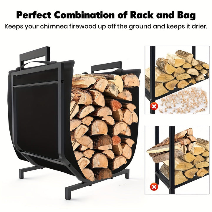 Metal Firewood Rack Indoor Outdoor Use-2