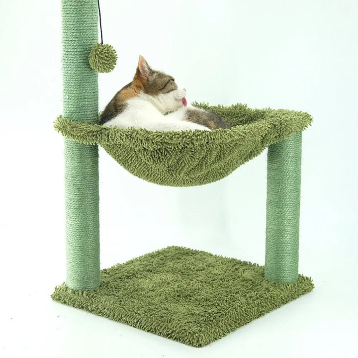 Sleek Sisal Cat Tree With Cozy Hammock - Ultimate Cat Climbing Frame Dog Hugs Cat