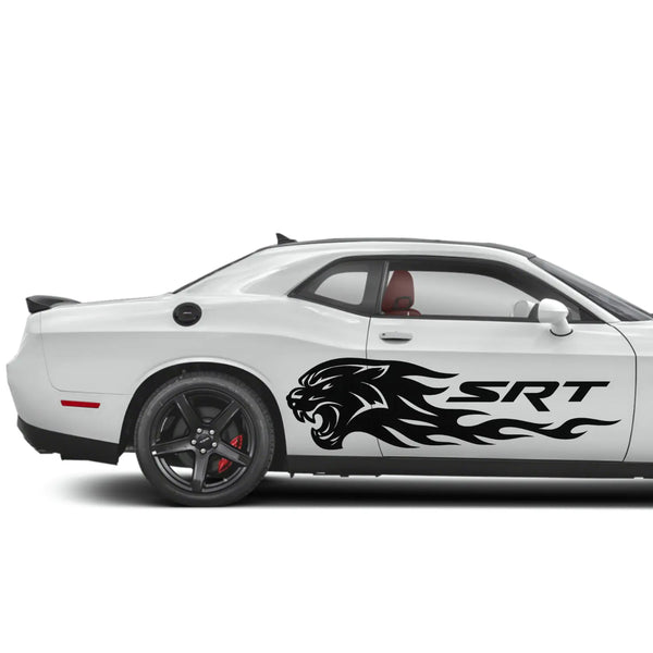 Hellcat Flame Tiger Side Decal – Dodge Challenger, Charger, Durango – SRT Vinyl Stripe Graphic 12" to 45" Weatherproof-0