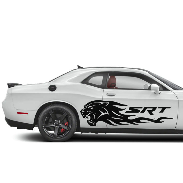 Hellcat Flame Tiger Side Decal – Dodge Challenger, Charger, Durango – SRT Vinyl Stripe Graphic 12" to 45" Weatherproof-0
