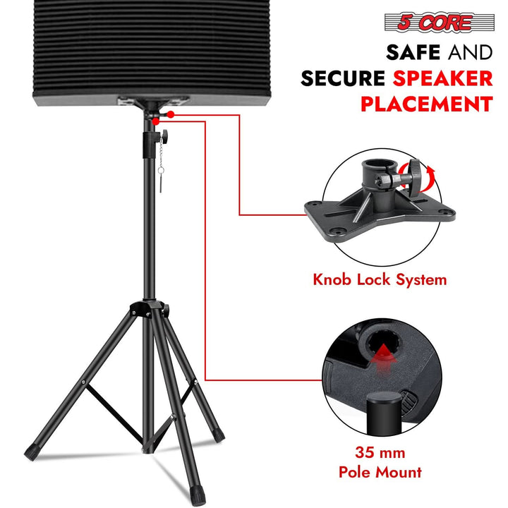 5Core Speaker Stand Tripod 2Pcs Tall Adjustable 72 Inch DJ Studio Monitor Stands Pole Mount 5 Core