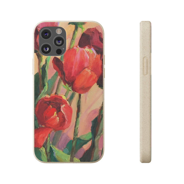Biodegradable Phone Case with 'Red Tulips' Floral Original Artwork by Barbara Cleary-19