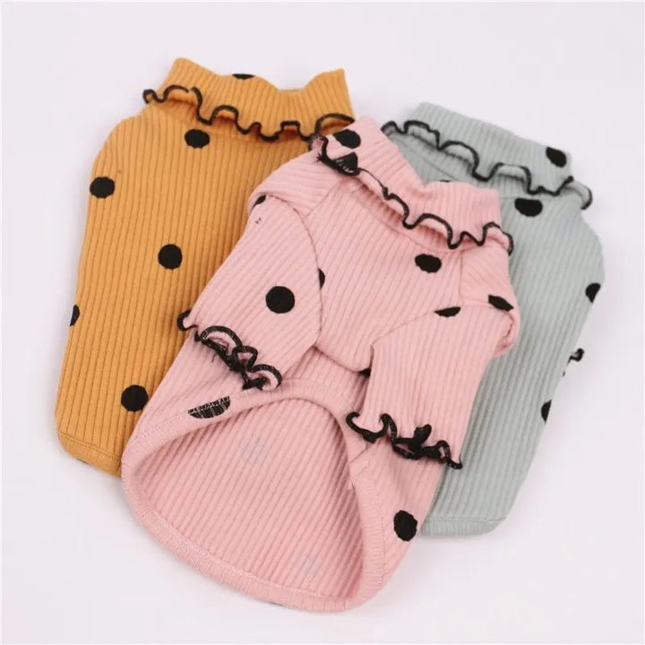 Dot turtleneck dog bottoming shirt My Store