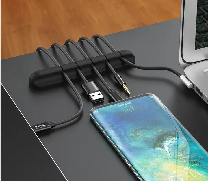 Silicone USB Cable Winder Desktop Cable Organizer Management Multipurpose Clips Cables Protector For Wired Headphones My Store