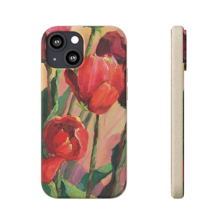 Biodegradable Phone Case with 'Red Tulips' Floral Original Artwork by Barbara Cleary-24