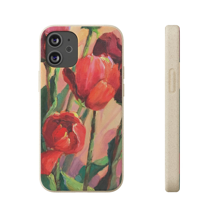 Biodegradable Phone Case with 'Red Tulips' Floral Original Artwork by Barbara Cleary-28