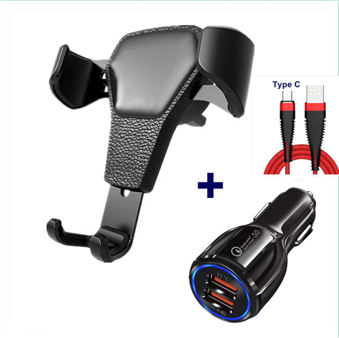 Leather grain gravity mobile phone car holder My Store