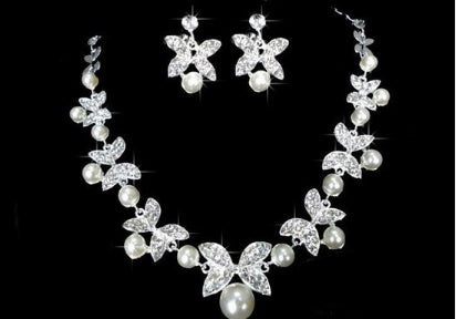 Butterfly Bridal Jewelry Set Chain Pearl Jewelry Three Piece Bridal Soft Chain Headdress Bridal Jewelry Set My Store