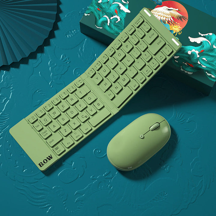 New Style Folding Bluetooth Keyboard And Mouse Set Wireless Mute Portable Keyboard For Business And Travel My Store