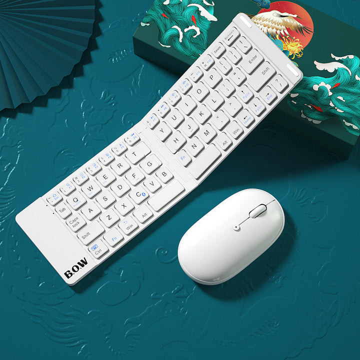 New Style Folding Bluetooth Keyboard And Mouse Set Wireless Mute Portable Keyboard For Business And Travel My Store