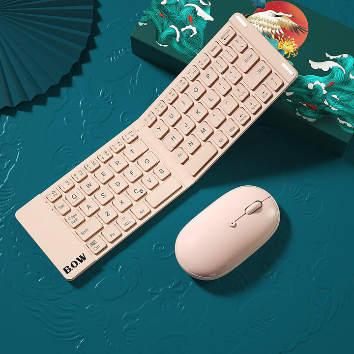 New Style Folding Bluetooth Keyboard And Mouse Set Wireless Mute Portable Keyboard For Business And Travel My Store