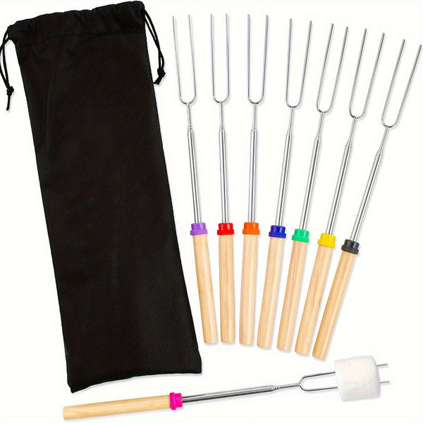 8pcs Extendable Stainless Steel Marshmallow Roasting Sticks-0