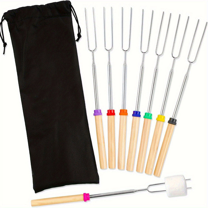 8pcs Extendable Stainless Steel Marshmallow Roasting Sticks-0
