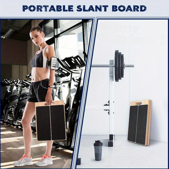 Adjustable Fitness Wooden Slant Board for Calf Stretching & Squats(Brown)-4