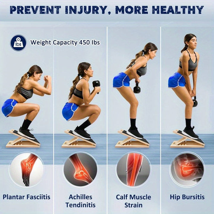 Adjustable Fitness Wooden Slant Board for Calf Stretching & Squats(Brown)-2
