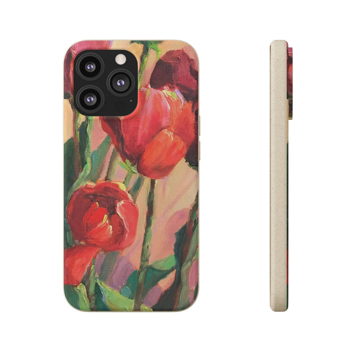 Biodegradable Phone Case with 'Red Tulips' Floral Original Artwork by Barbara Cleary-25