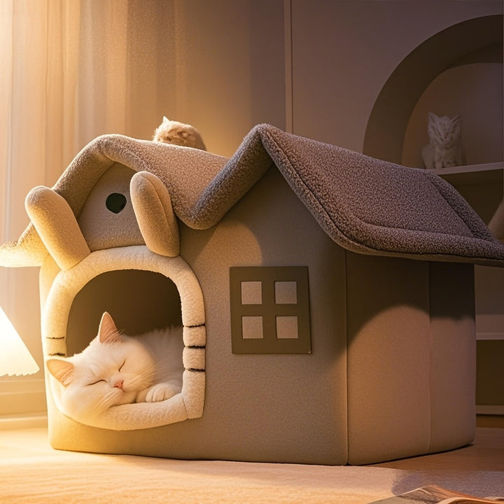 Classic Soft Cat House Bed for Small Pets-3