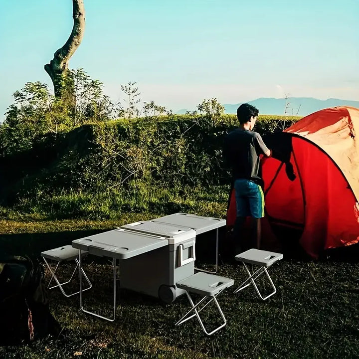 32L Portable Outdoor Cooler Box & Folding Table Chair Set-3