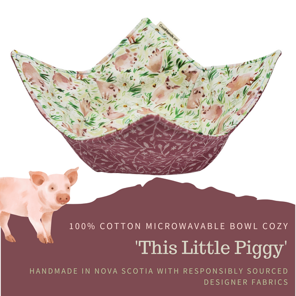 100% Cotton Microwavable Bowl Cozy - This Little Piggy-0