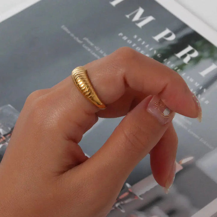 Gold Pinstripe Ring for Women's Fashion My Store
