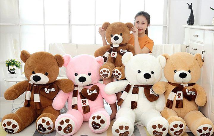 Huge 100cm White Giant Teddy Bear Toys Stuffed Animals Soft Plush Cotton Scarf Bear Hold Pillow Doll-2