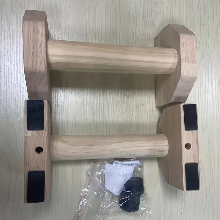 Wooden Push-Up Support Handles - Non-Slip Pad Included-3