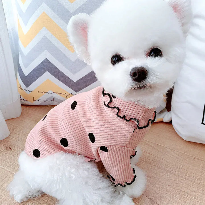 Dot turtleneck dog bottoming shirt My Store