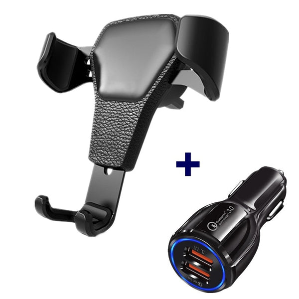 Leather grain gravity mobile phone car holder My Store