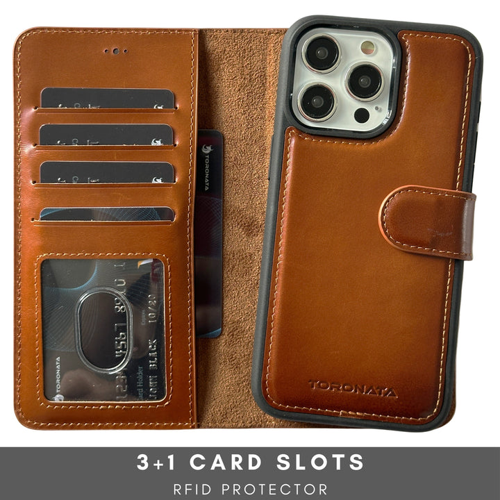 Vegas Premium Leather iPhone 15 Pro Wallet Case with MagSafe | Detachable RFID Blocking Luxury Wallet-2