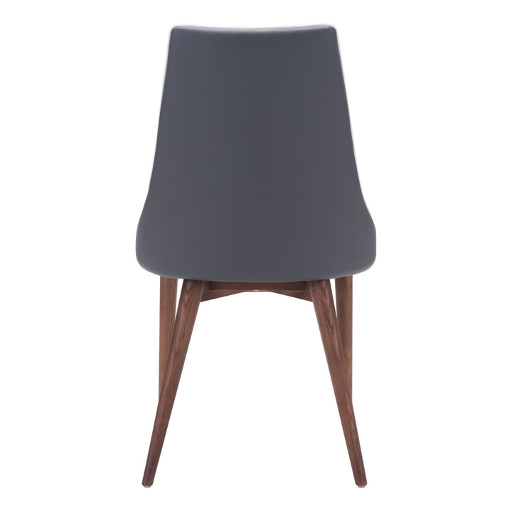 Set of Two Gray And Brown Upholstered Faux Leather Windsor Back Dining Side Chairs-4
