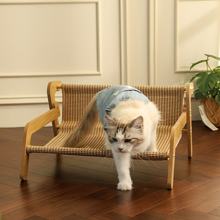 Cat Scratcher Hammock Linen Lounge Chair-2