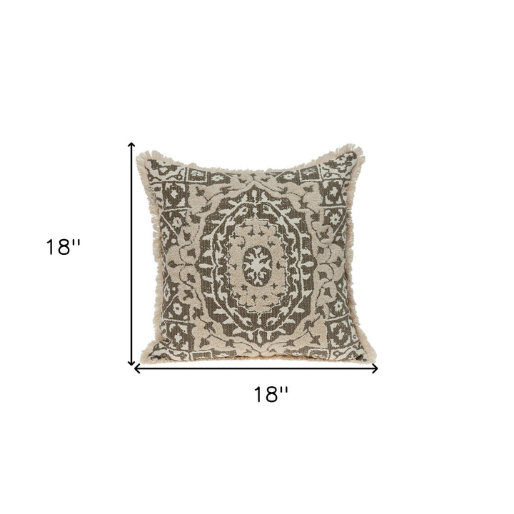 Boho Garland Beige and Dark Brown Decorative Accent Pillow-2