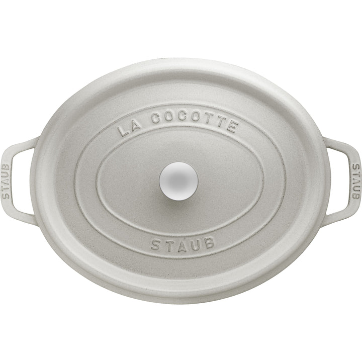 STAUB La Cocotte 8 L Cast Iron Oval Cocotte, White Truffle-2