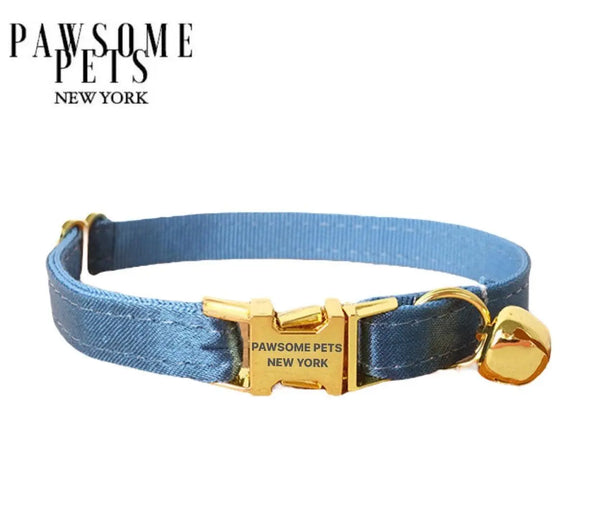 SMALL SIZE DOG & CAT COLLAR - SILVER BLUE Pawsomepetsnewyork