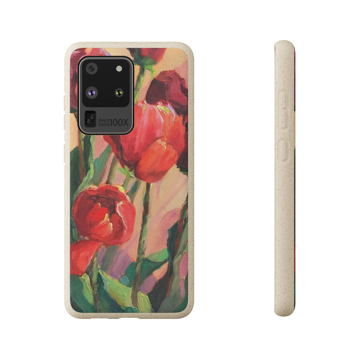 Biodegradable Phone Case with 'Red Tulips' Floral Original Artwork by Barbara Cleary-47