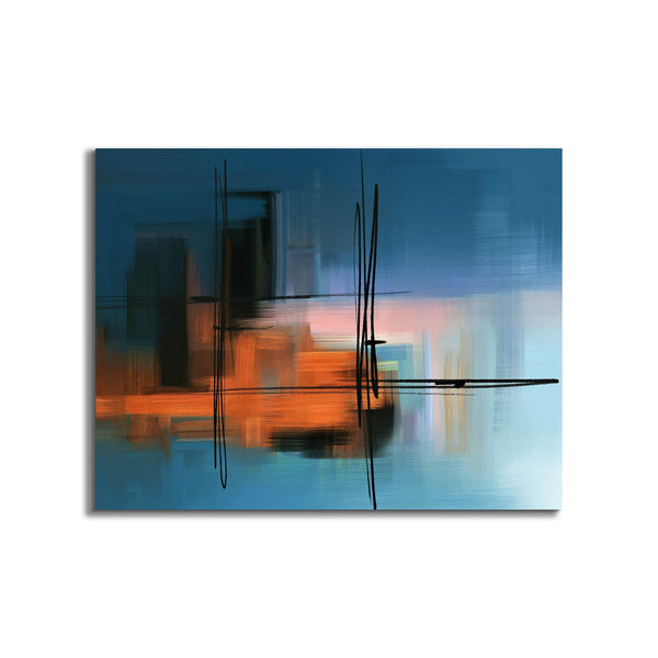 Wall Art-Hues of Blue Abstract- Fine Art Canvas - RGB varnish #4836-105-0