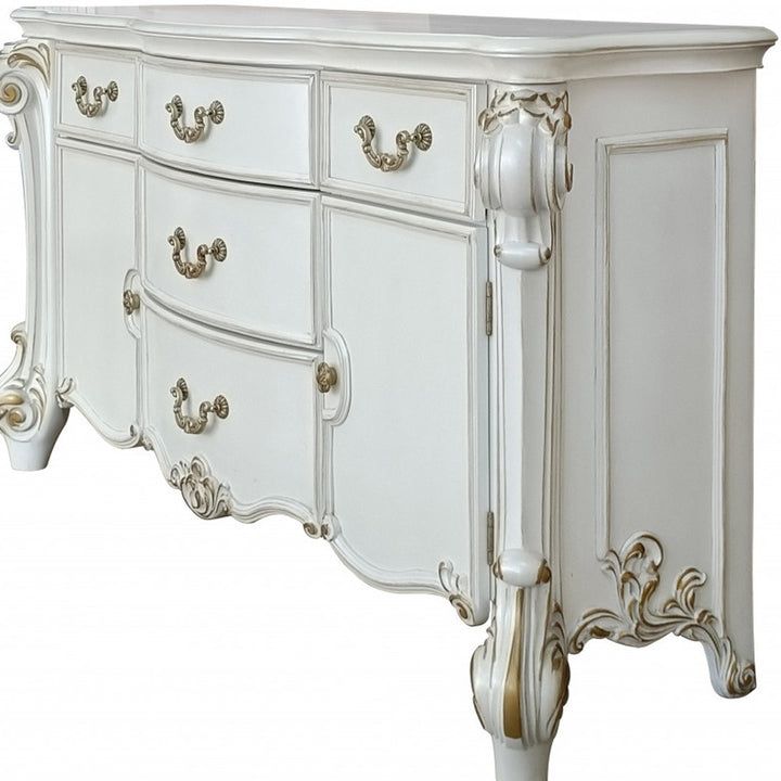71" Pearl Solid and Manufactured Wood Five Drawer Triple Dresser-3