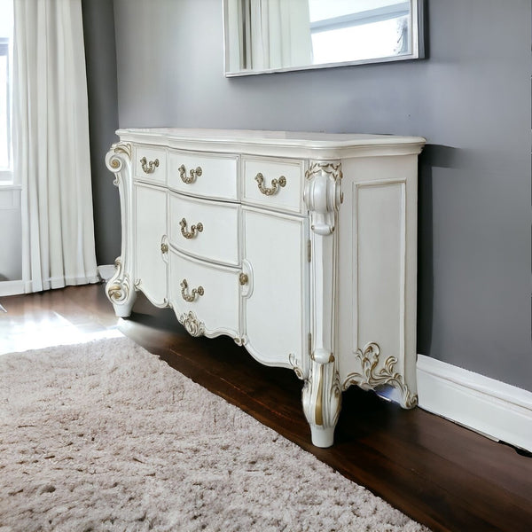 71" Pearl Solid and Manufactured Wood Five Drawer Triple Dresser-0