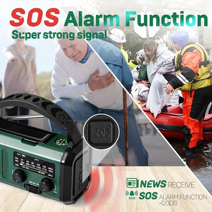 10000mAh Solar-Powered Emergency Radio with Flashlight-3