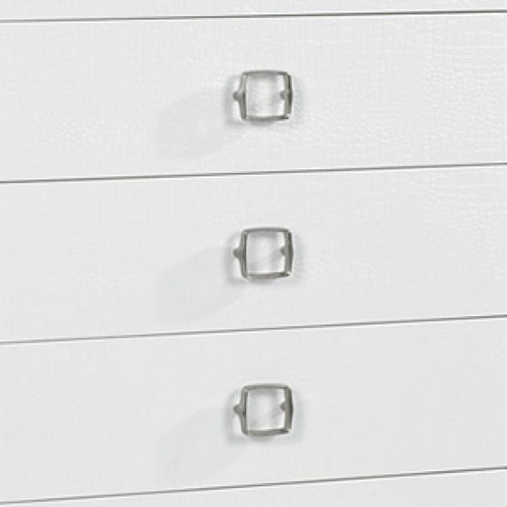 32" White Manufactured Wood + Solid Wood Stainless Steel Six Drawer Chest-2
