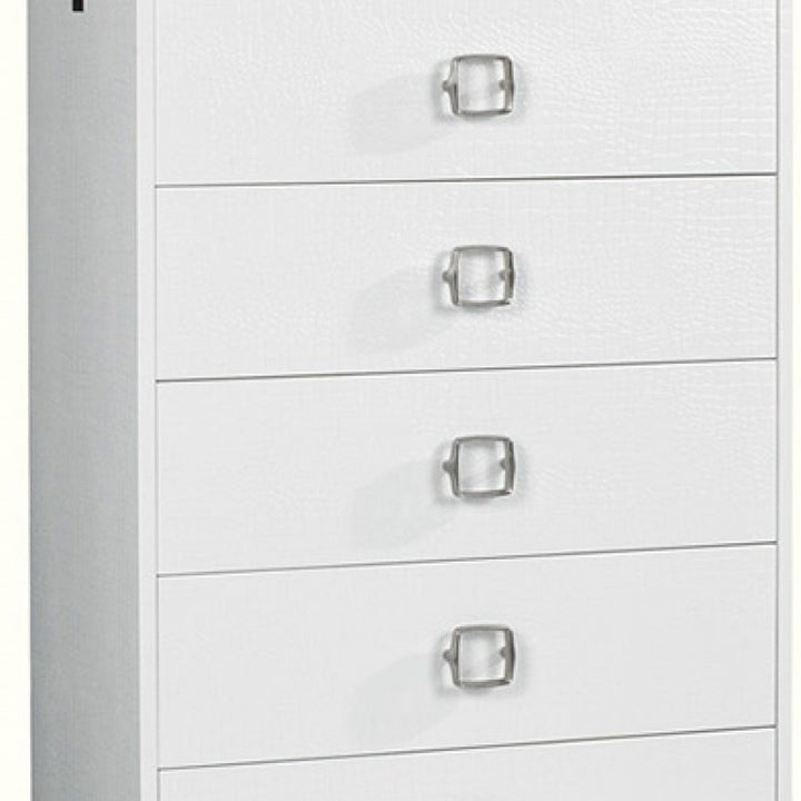 32" White Manufactured Wood + Solid Wood Stainless Steel Six Drawer Chest-3