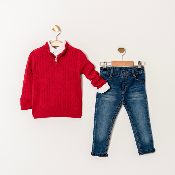 Red Hot Sweater Jeans Set-0
