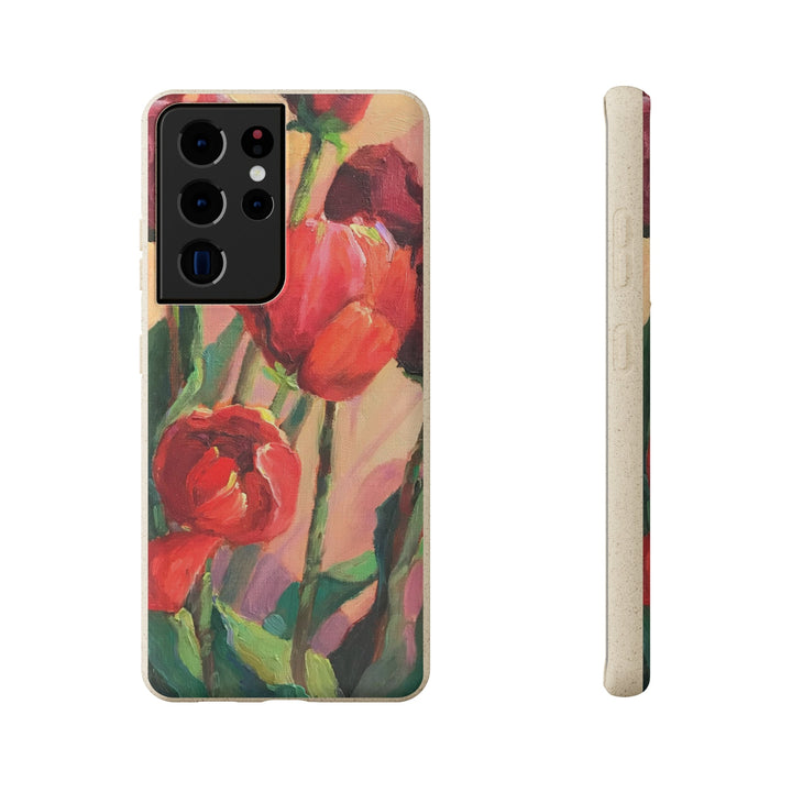 Biodegradable Phone Case with 'Red Tulips' Floral Original Artwork by Barbara Cleary-44