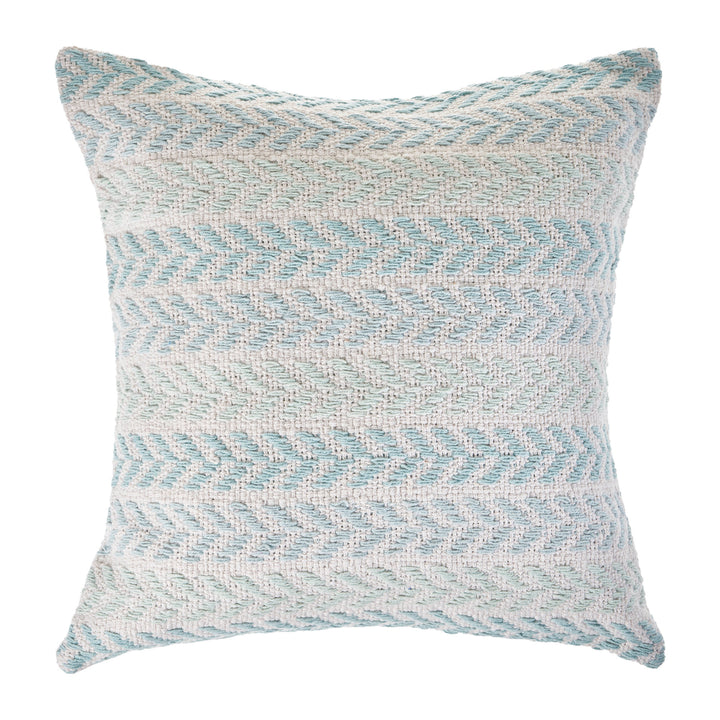 18" Light Blue And White Chevron Cotton Throw Pillow-1