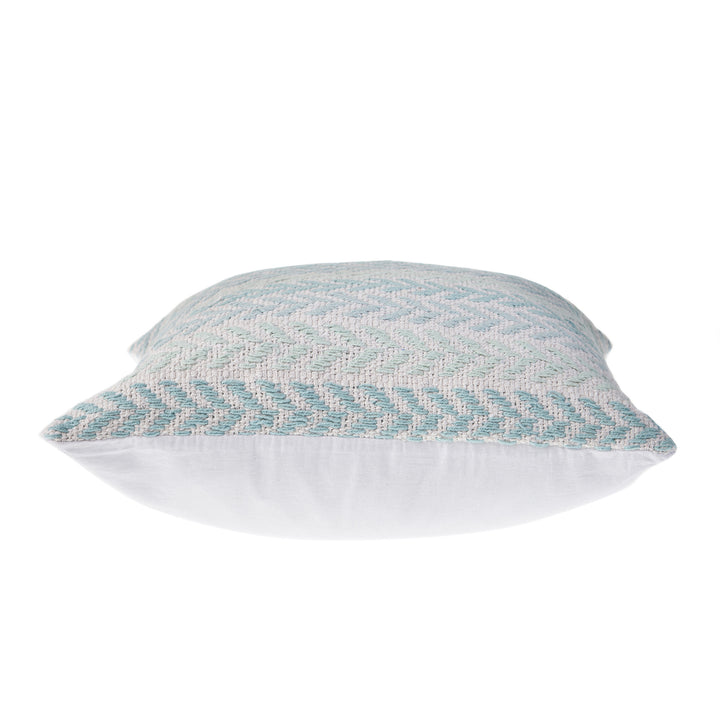 18" Light Blue And White Chevron Cotton Throw Pillow-3