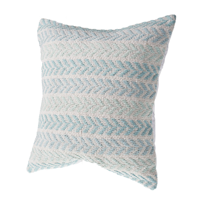 18" Light Blue And White Chevron Cotton Throw Pillow-4