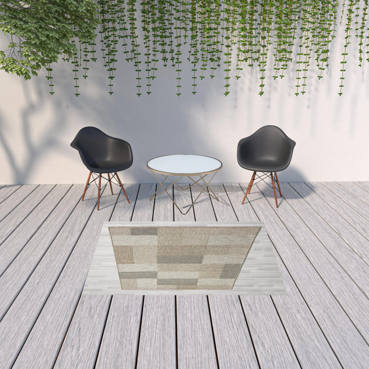 5' X 7' Gray Geometric Handmade Indoor Outdoor Area Rug-2