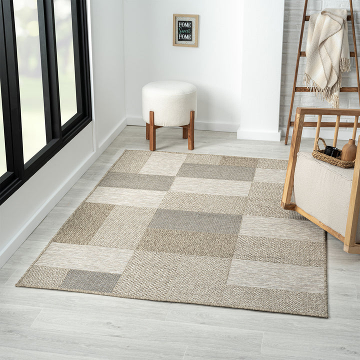 5' X 7' Gray Geometric Handmade Indoor Outdoor Area Rug-7