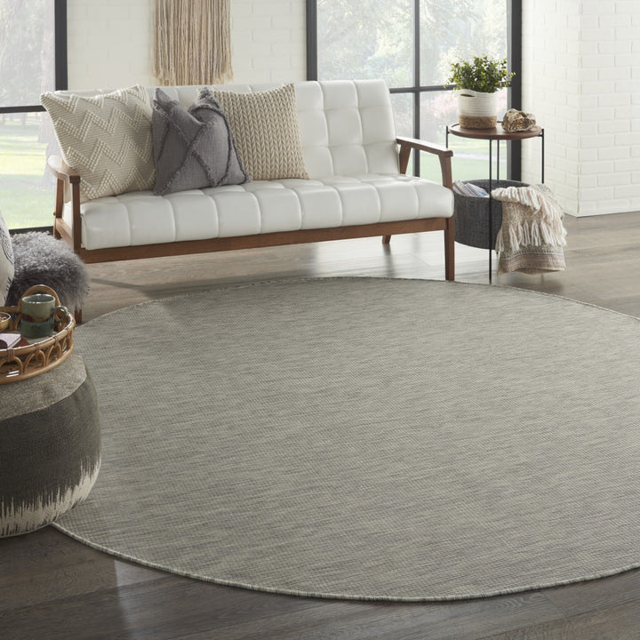 8' Gray Round Power Loom Area Rug-5