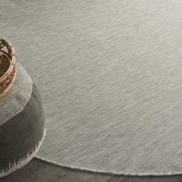 8' Gray Round Power Loom Area Rug-4